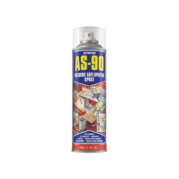 Action Can AS-90 Welders Anti-Spatter Spray 400ml bottle for effective welding protection and lubrication.