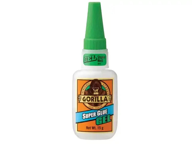 Gorilla Super Glue Gel 15g, impact-resistant gel formula for precise application on vertical surfaces.