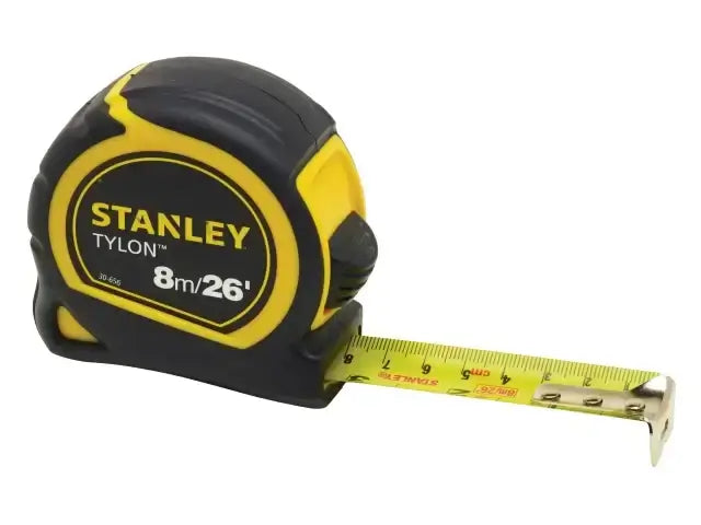 Stanley Tylon™ Pocket Tape 8m/26ft with yellow and black casing for precise measurements.