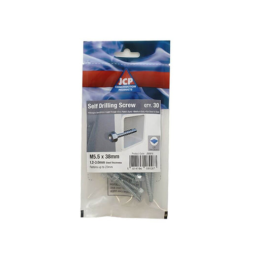 Metalfix Tek Screw pack containing self-drilling screws, size M5.5 x 38mm, ideal for metal connections.