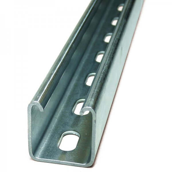 pre-galvanised slotted channel 41x41mm close-up view