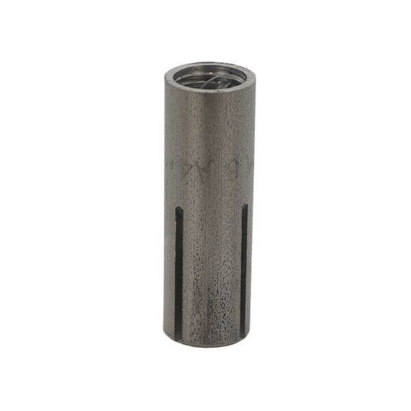 A4 stainless steel drop-in anchors for concrete, showing the design and threading for installation.