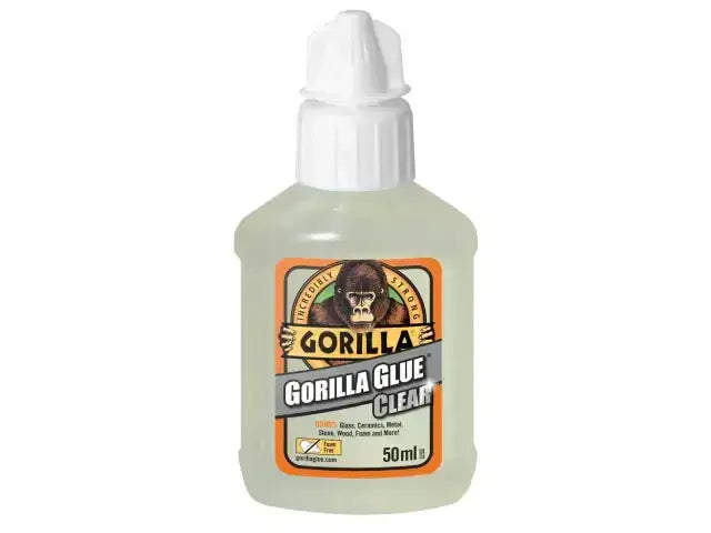 Gorilla Glue Clear 50ml bottle, ideal for strong, flexible, and permanent bonding on various materials.