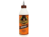 Gorilla PVA wood glue 532ml bottle for woodworking, water-based adhesive for strong bonds in wood projects.