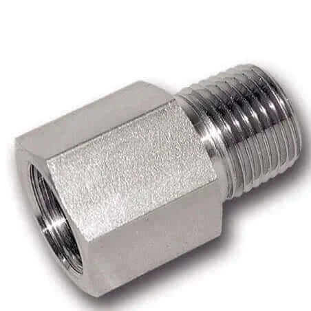 Thread reducer made of steel and zinc plated, designed for converting different thread sizes with ease.