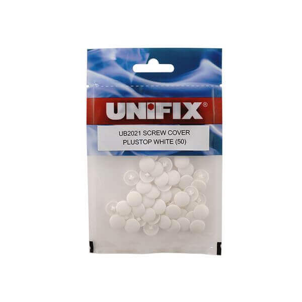 Plustop screw covers in a pack of 50, designed to conceal screws and enhance project appearance.