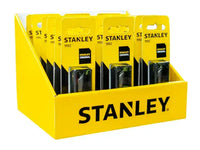 Image of heavy-duty knife blades for Stanley knives displayed in a box, showcasing multiple packs for convenient access.