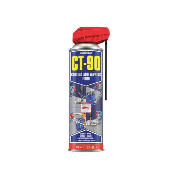 premium cutting lubricant spray in a 500ml can with detailed instructions for metalworking applications.