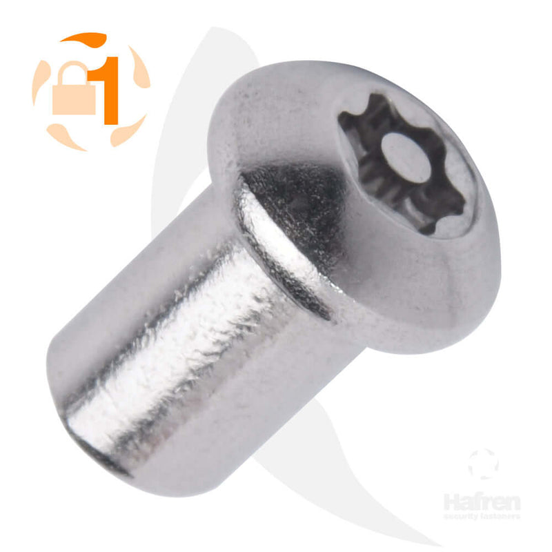 A2 stainless steel barrel nut featuring a 6-lobe pin drive for secure fastening applications.