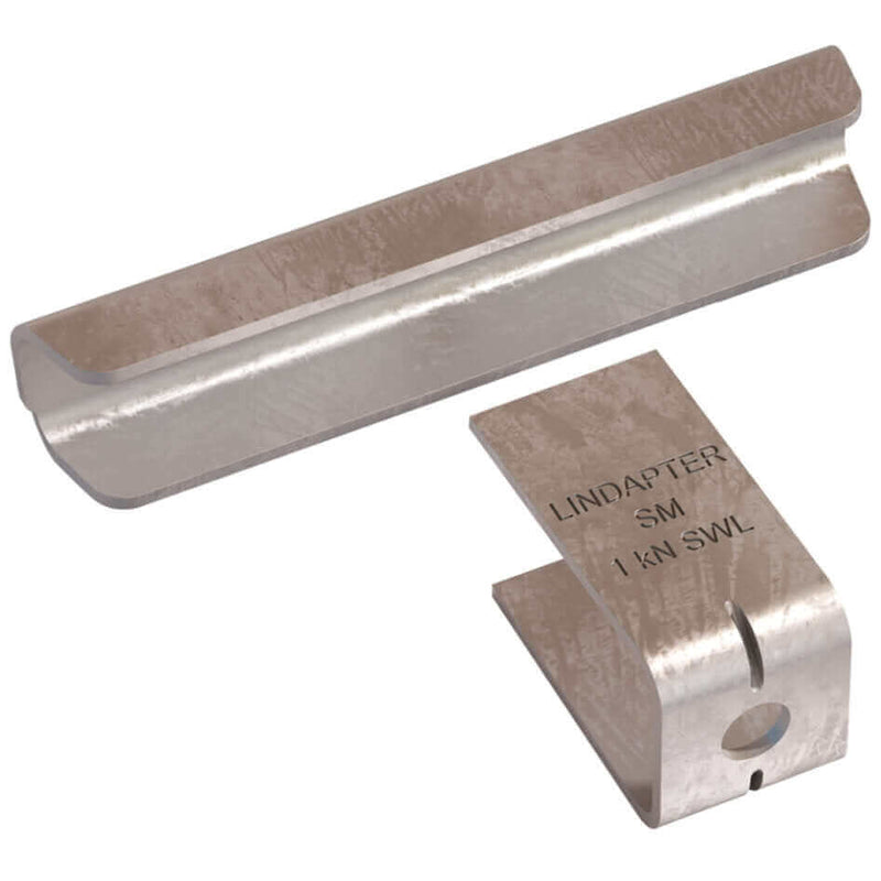 Lindapter SM decking fastener components showcasing zero-impact installation method for decking profiles.