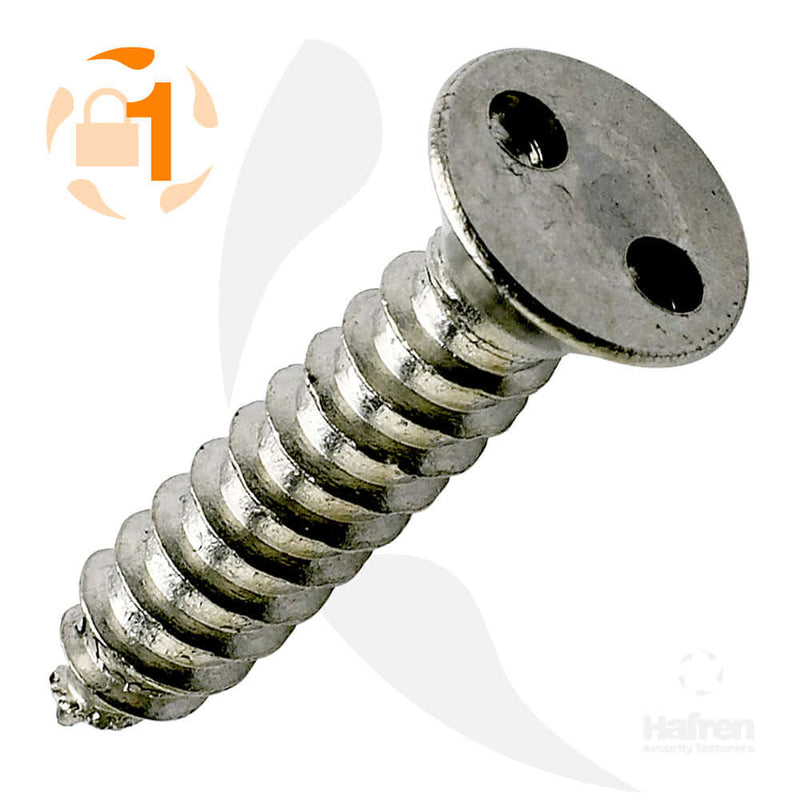 A2 stainless steel countersunk self-tapping screws with two-hole drive system.