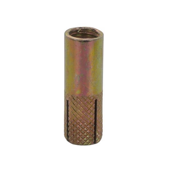 durable steel drop-in anchors ZYP image showcasing the anchor's design and threaded interior.