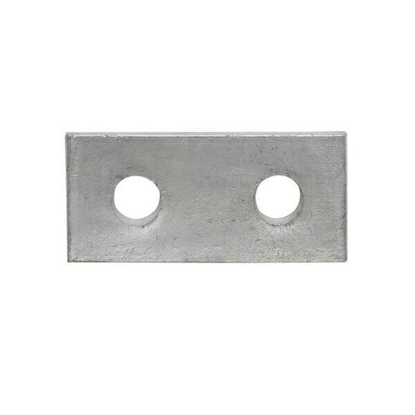 Flat plate 2 hole bracket showing two circular holes for mounting.