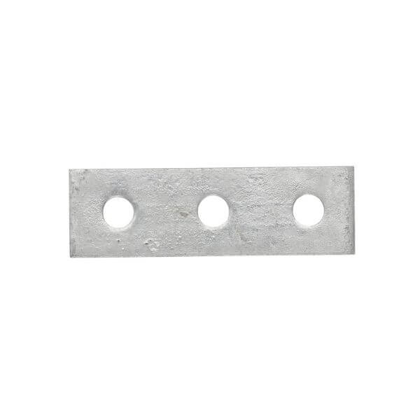 3 hole flat plate bracket 40x126 image showing a flat metal bracket with three holes.
