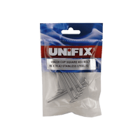 A2 304 stainless steel hex bolts in a pack by Unifix, showcasing M6 x 70 size, ideal for various construction applications.