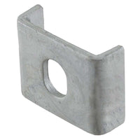 Small mesh clip for industrial mesh clip connection, galvanised metal for securing mesh panels and window grilles.