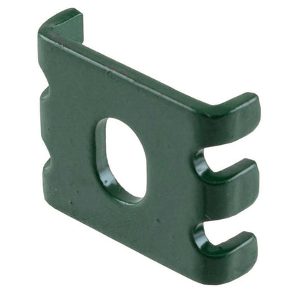 Green mesh clip for 358 mesh, suitable for industrial use and securing mesh panels or window grilles.
