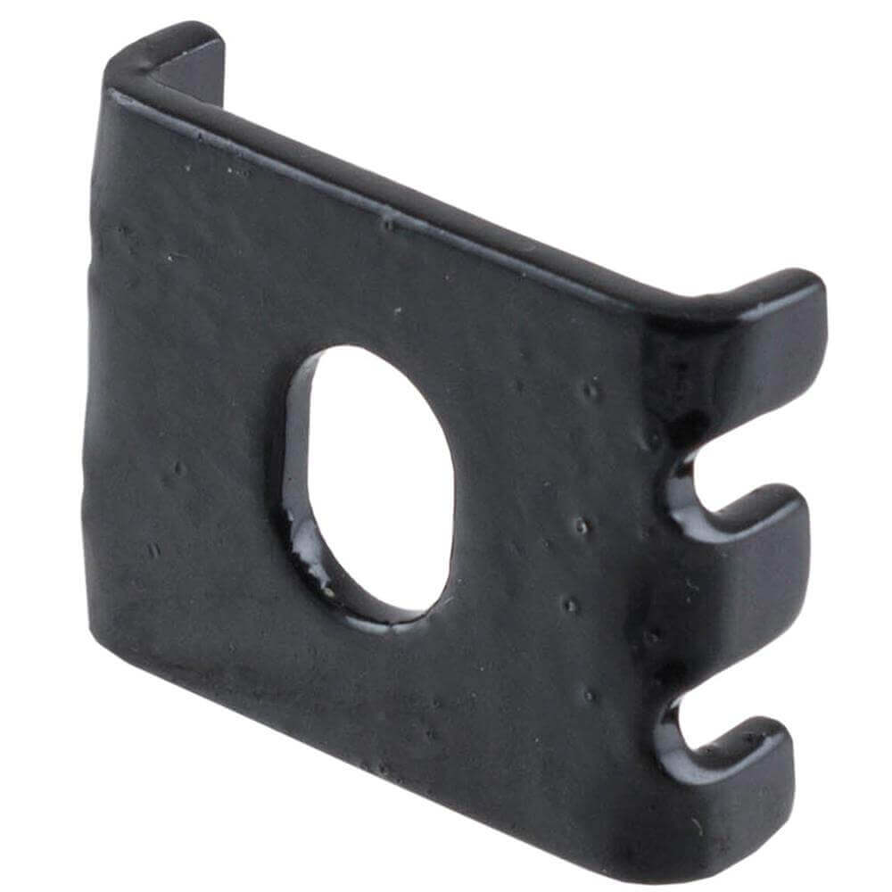 Black mesh clip for 358 mesh, designed for industrial use with various panel types and sizes.