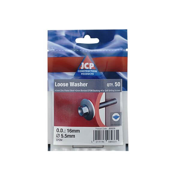 Metalfix Loose Washers BZP pack featuring waterproof steel washers for screws, 1mm steel thickness, EPDM backing.