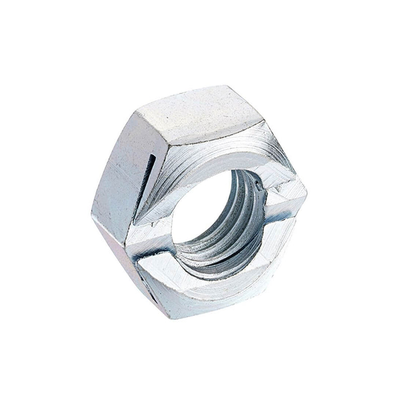 corrosion-resistant mild steel lock nuts image of a hex nut with bright zinc plating