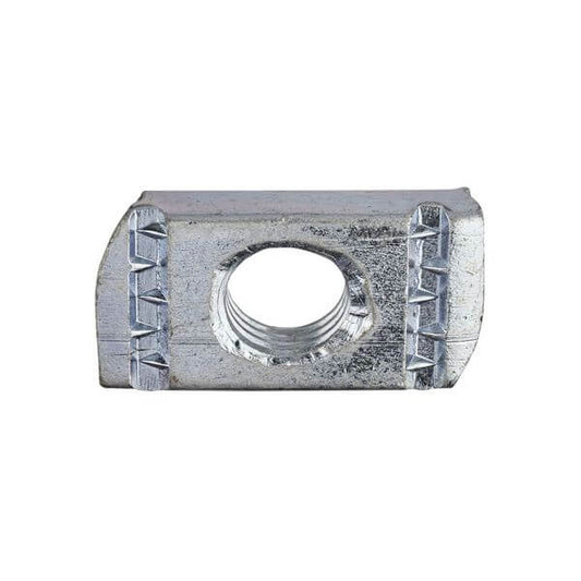 Plain channel nuts with zinc finish, suitable for channel support systems and durable in various applications.