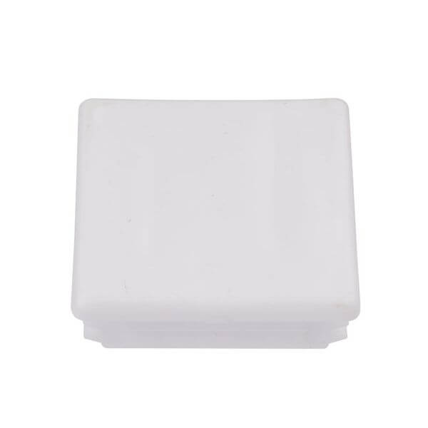 41mm PVC white end caps - square design, suitable for sealing ends of pipes and fittings.