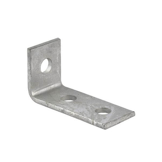 Right Angle 3 Hole Bracket 50 X 96 HDG - metal bracket with three holes for secure mounting.