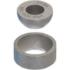 Type HC hemispherical cups, malleable iron cup washers for vertical suspension applications.
